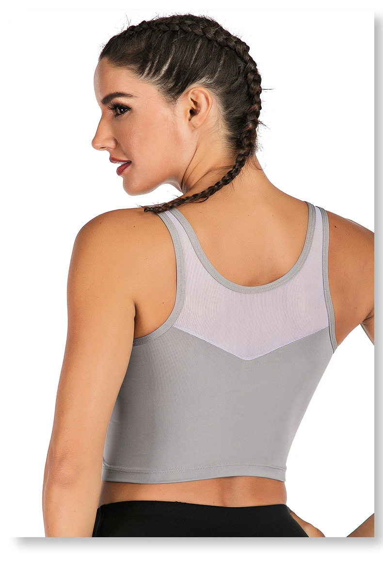Custom Logo Removable Women Breathable Mesh Sports Sexy Running Yoga Bra Tube Top