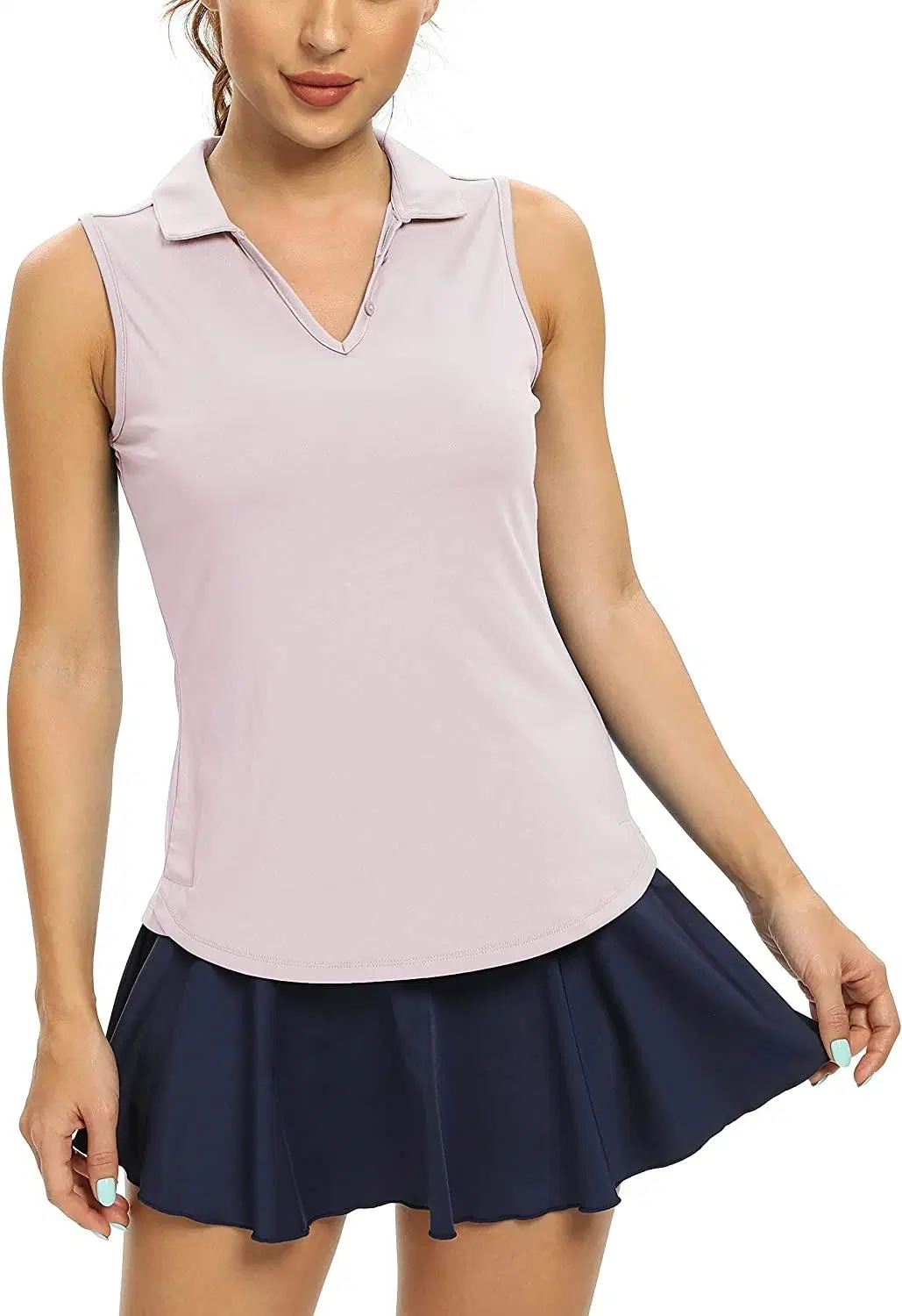 Women Sleeveless Golf Polo Shirts V-Neck Sports Athletic Tennis Tank Tops